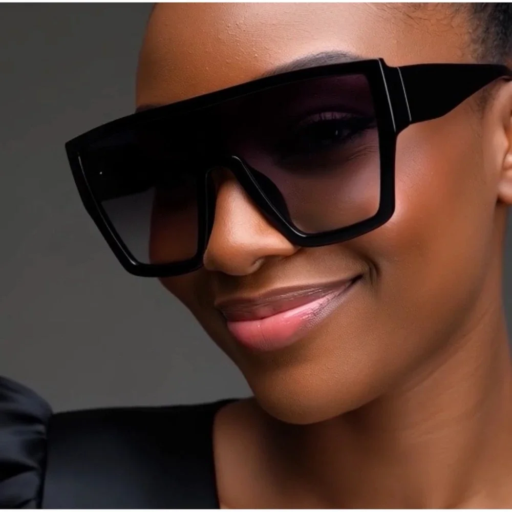Women Sunglasses Thick Frame Rectangular Frame Fashion Shades Designer Style New - Picture 1 of 8